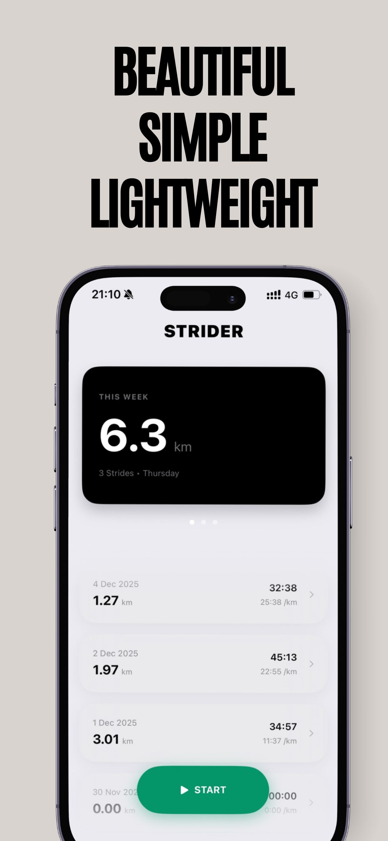 Strider run overview screenshot